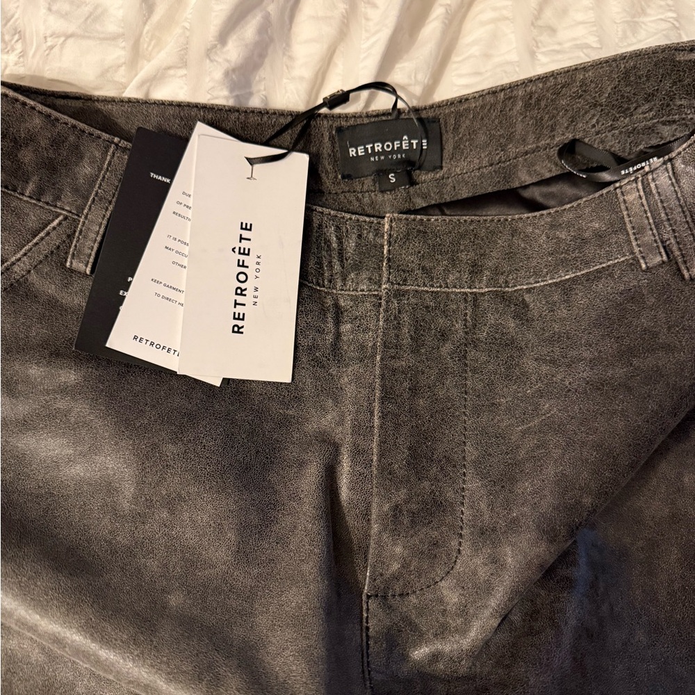Retrofete Wide Leg Cargo Pants in Distressed Charcoal - Picture 4 of 4
